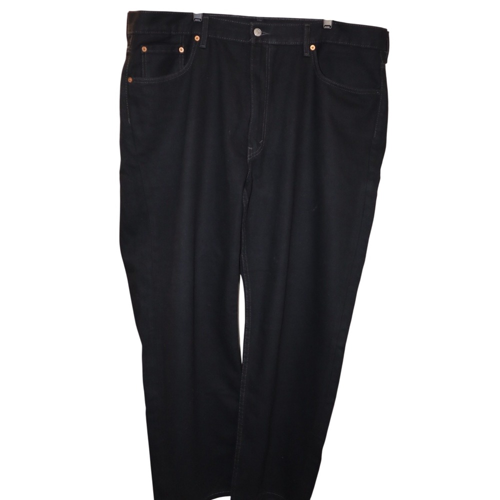 Levi's 550 Jeans Relaxed Straight Fit Black Denim Pants Casual Mens 42x30